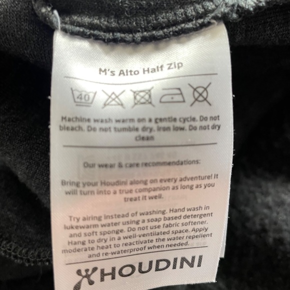 Like New Condition: X Houdini Alto Half Zip-Mens, Size: M, Color: Dark Charcoal/ - Picture 4 of 5
